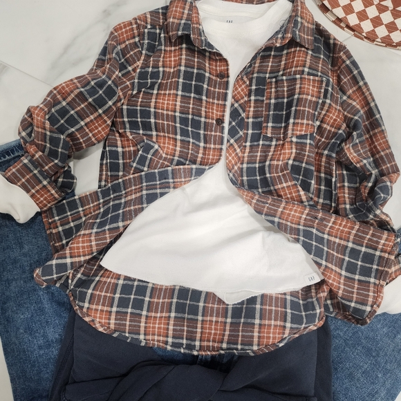 [ COTTON ON] boys size 9-10 plaid coral,gray  long sleeve button up  shirt - Picture 11 of 16
